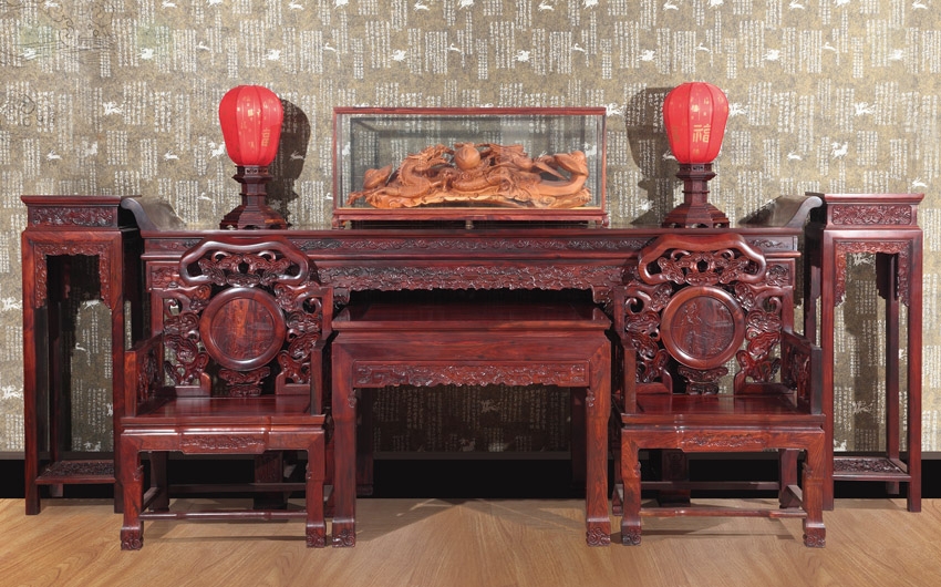 大红酸枝灵芝中堂